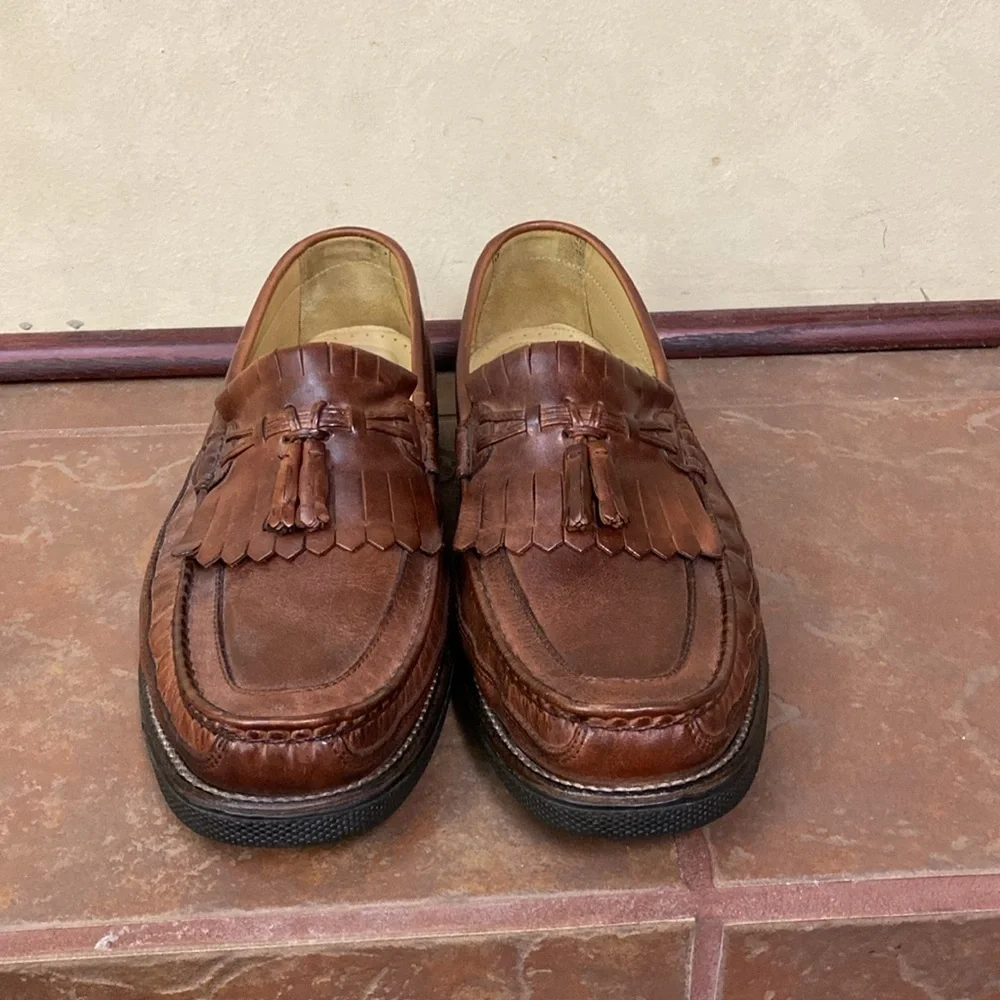 Florsheim Men Bramwell Tassel Slip-On Loafers Sz 13 D Cognac Brown All Leather
